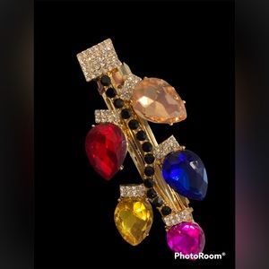 Christmas Lights—Multicolored Stones Hair Barrette